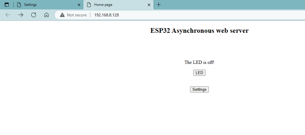 ESP32 asynchronous webserver homepage