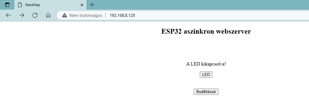 ESP32 aszinkron webszerver kezdőlap