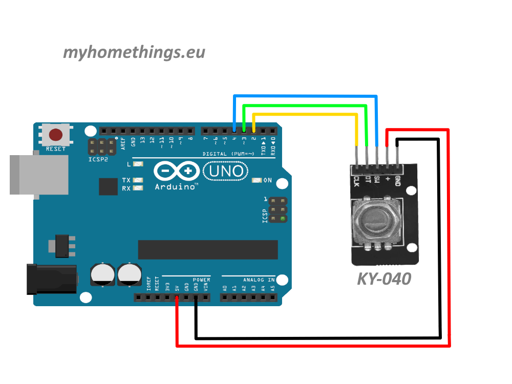 KY-040 enkoder csatlakoztatása az Arduino Uno-hoz