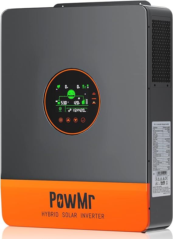 PowMr 5000W Solar Inverter, 48V DC to 110V/240V AC Split Phase Inverter Pure Sine Wave Power Inverter with 100A MPPT Controller