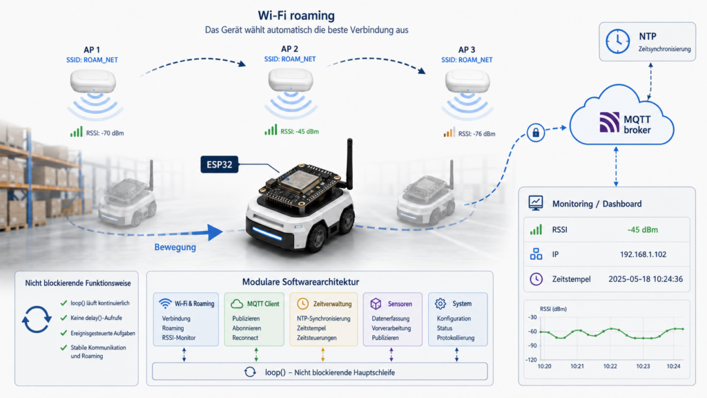 ESP32 Intelligentes WLAN-Roaming und MQTT-Kommunikation Basisprogramm